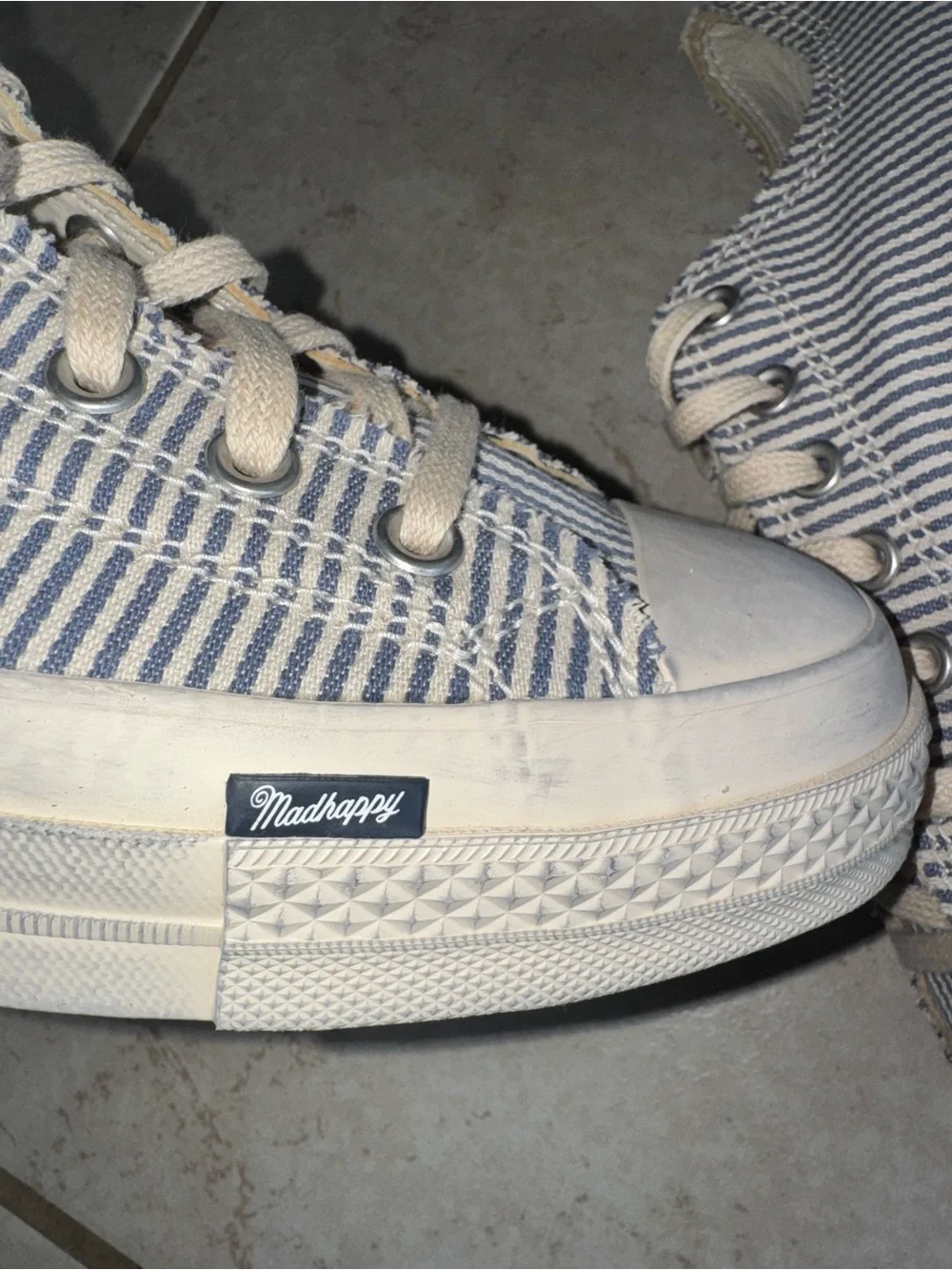 Converse Low-Top Striped Canvas Sneakers - Blue & White - Picture 4 of 9